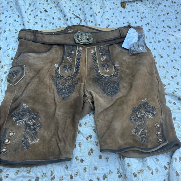 Men's Brown Embroidered Shorts